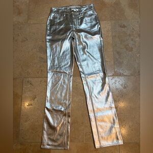Good American Silver Metallic Straight Leg pants